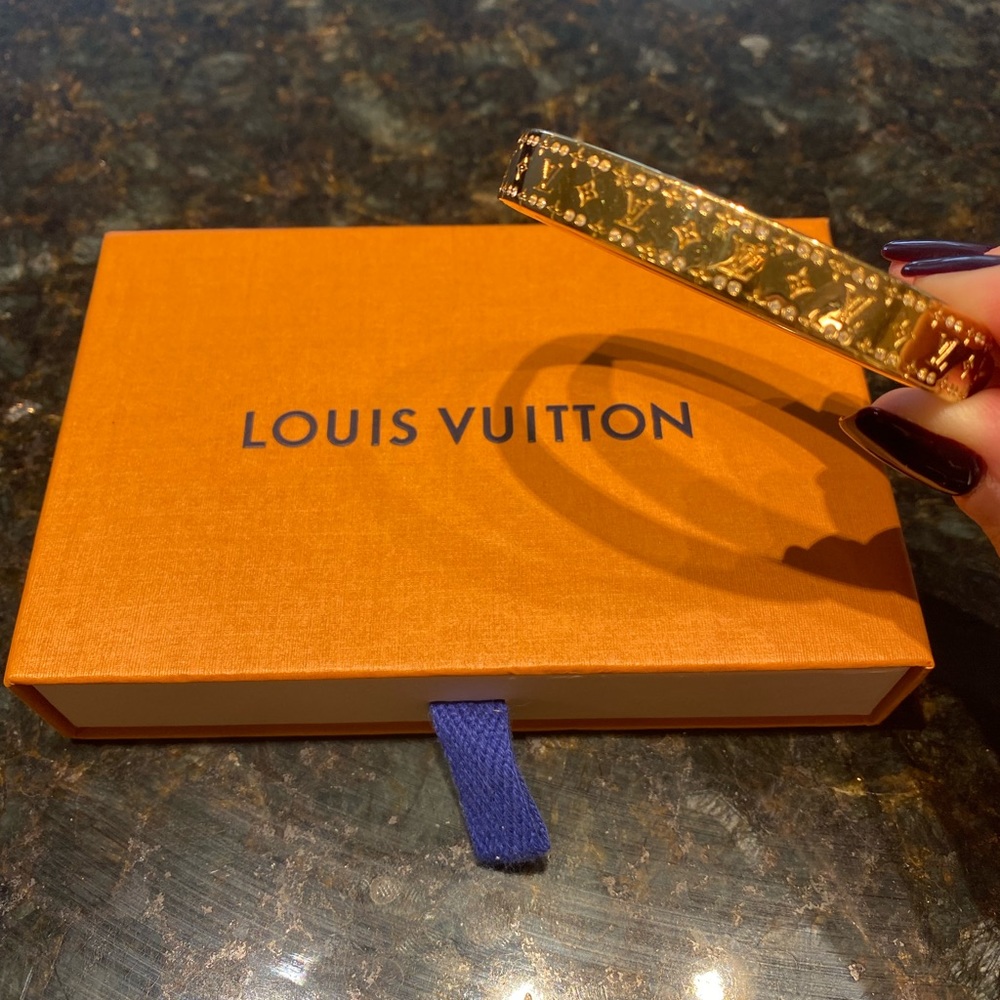 Authentic LOUIS VUITTON Nanogram Strass Bracelet Gold Metallic - Picture 3 of 8